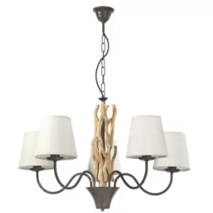 Onli Agar Multi Arm Chandelier With Shades, Natural Wood