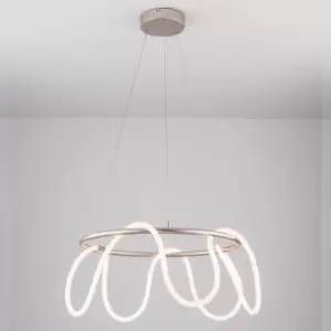 LED Large Halo Pendant Light Flexible Polycarbonate Light Matt Nickel