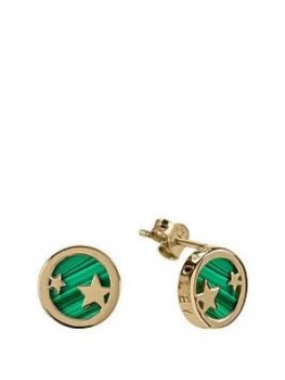 Radley Gold Tone Sterling Silver Star Green Enamel Disc Stud Ladies Earrings