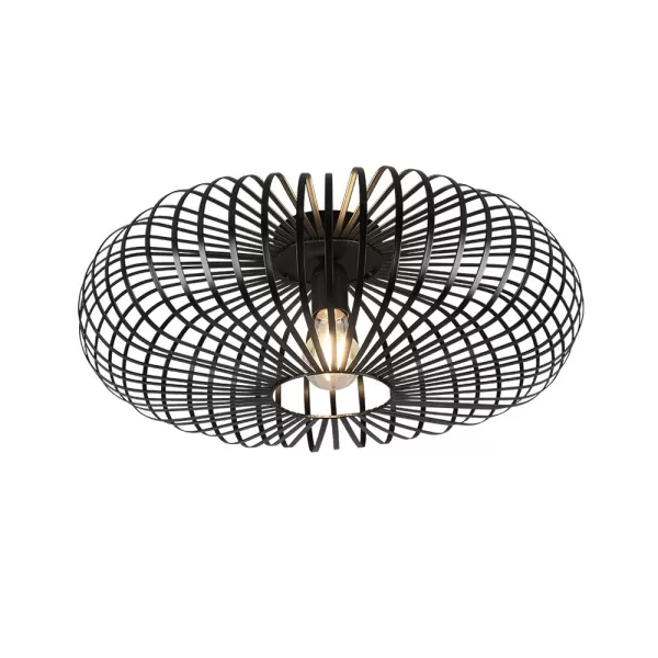 Johann Vintage 50cm Semi Flush Ceiling Light Black Matt