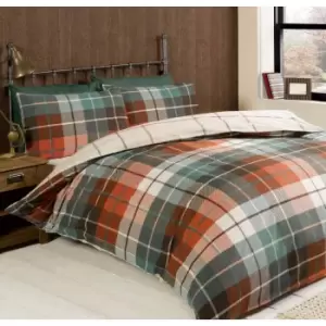 Rapport Home Furnishings Rapport Home Lomond Check Flannelette Duvet Set Terracotta Single