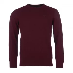 Barbour Mens Essential Lambswool Crew Neck Sweater Ruby Small