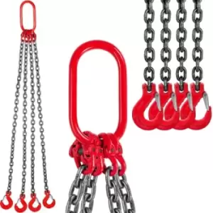 VEVOR 4 Legs Lifting Hook Chain Sling 2Mx8MM, 4T Lifting Chain Sling Legs Steel Factories Steel Powder Coating Lifting Chain High Temperature Resistan