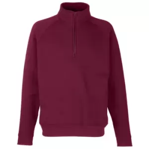 Fruit of the Loom Adults Unisex Classic Zip Neck Sweatshirt (L) (Burgundy)