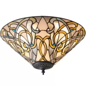 Medium Tiffany Glass Wall Light - Dimmable LED Lamp - 2 x 60W E27 GLS Required