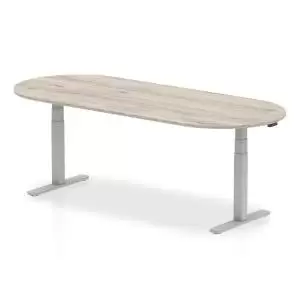 Impulse 2400mm Boardroom Table Grey Oak Top Silver Height Adjustable