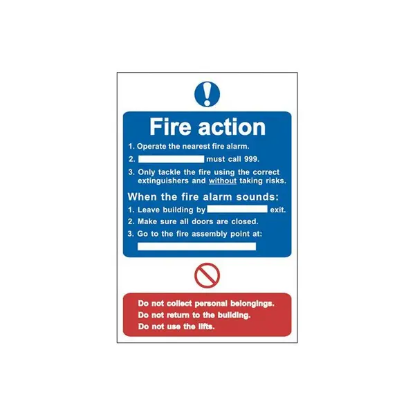 SCAN 0165 Fire Action Procedure - pvc Sign 200 x 300mm SCA0165 - Scan 0165