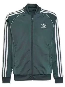 Boys, adidas Originals Junior Superstar Adicolor Track Top - Dark Green, Dark Green, Size 7-8 Years