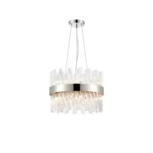 Lysander 10 Light G9, Ceiling Pendant Round, Polished Nickel, Clear