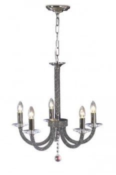 Ceiling Pendant Chandelier 5 Light Black Chrome, Crystal