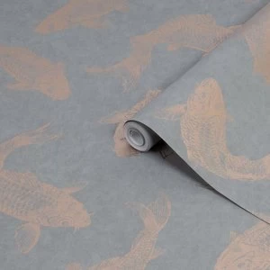 Boutique Grey Pisces Metallic effect Smooth Wallpaper