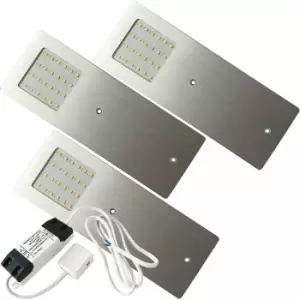 3x aluminium Ultra-Slim Rectangle Under Cabinet Kitchen Light & Driver Kit - Natural White led