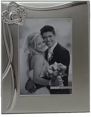 Juliana Silverplated Wedding Frame w/ Heart Icons 5" x 7"