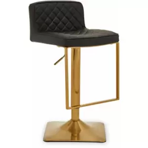 Premier Housewares - Baina Black And Gold Bar Stool With Square Base