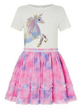 Monsoon Girls Disco Nina Unicorn Tie Dye Dress - Ivory, Size 12-13 Years, Women