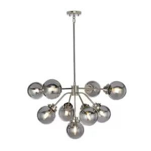 9 Bulb Chandelier LIght Highly Polished Nickel LED E14 8W LED