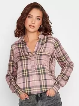 Long Tall Sally Check Overhead Shirt - Pink, Size 12, Women