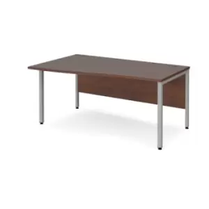 Office Desk Left Hand Wave Desk 1600mm Walnut Top With Silver Frame Maestro 25 MB16WLSW