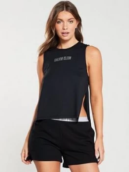 Calvin Klein Logo Tank Beach Cover Up - Black