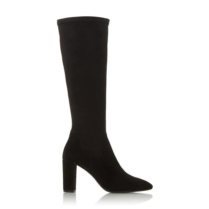 Dune Black 'Siren' Mid Block Heel Calf Boots - 3