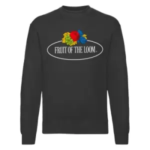 Fruit of the Loom Mens Vintage Big Logo Set-in Sweatshirt (XXL) (Black)