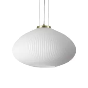 Plisse Globe Dome Pendant Ceiling Light Brass 45cm