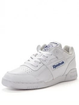 Reebok Workout Plus Trainers, White/Blue, Size 10.5, Men