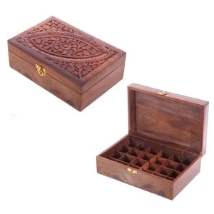 Sheesham Wood Carved Compartment Box Large