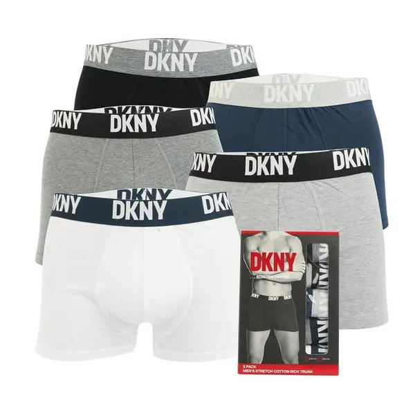 DKNY Portland 5 Pack Trunk Boxer Shorts - Grey XL