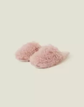 Accessorize Womens Faux Fur Mule Slippers Pink, Size: L