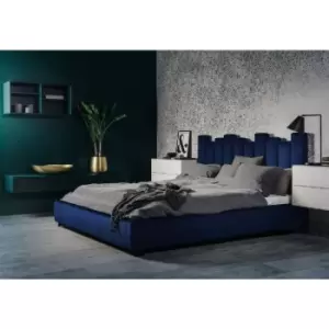 Glexton Upholstered Beds - Plush Velvet, Small Double Size Frame, Blue - Blue