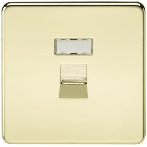 KnightsBridge Screwless Polished Brass RJ45 Network Outlet Wall Socket