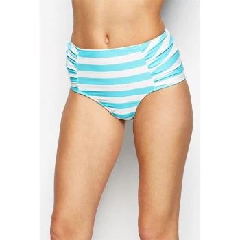 Jack Wills Clayton High Waisted Bikini Bottoms - Aqua Strip