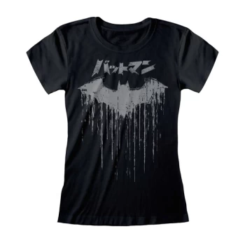 Batman - Distressed Japanese Logo Womens XX-Large T-Shirt - Black