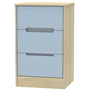 Robert Dyas Barquero Ready Assembled 3-Drawer Bedside Table - Pine/Denim