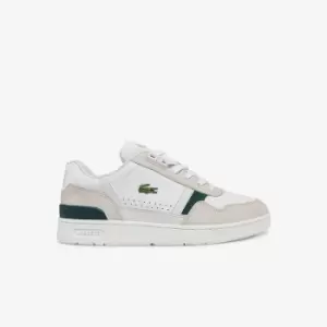 Lacoste Mens T-Clip Leather and Suede Trainers Size 10.5 UK Off White & Dark Green