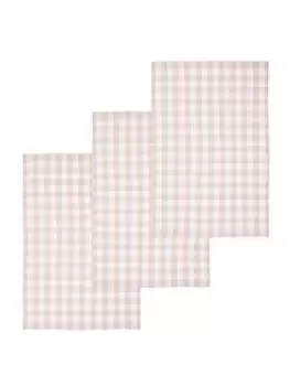 Premier Housewares Doro Set Of 3 Check Tea Towels - Amber And White