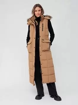 Superdry Vintage Ll Everest Fur Gilet - Beige, Beige, Size 12, Women