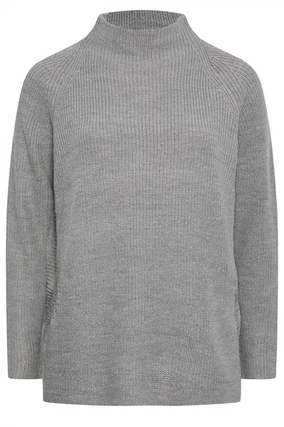 Yours Ribbed Knitted Jumper Grey