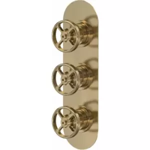 Hudson Reed Industrial Concealed Shower Valve Triple Handle - Brushed Brass