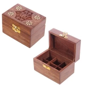 Sheesham Wood Floral Compartment Box Small