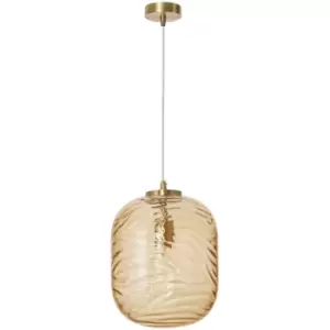 Fairfield 24.5cm Globe Pendant Ceiling Light Brass Metal Champagne Glass LED E27 - Merano