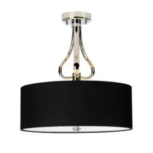 IP44 3 Bulb Semi Flush Light Black LampShade Bulb Inc Chrome LED G9 3.5W