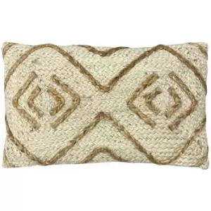 Mynu Braided 100% Jute Tasselled Cushion Cover, Natural, 30 x 50 Cm - Furn