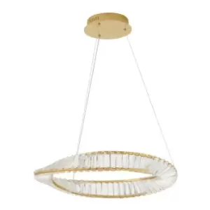 Merano Kingston Integrated LED Pendant Ceiling Light Gold Metal, Crystal LED 36W 3728.28Lm 3500K