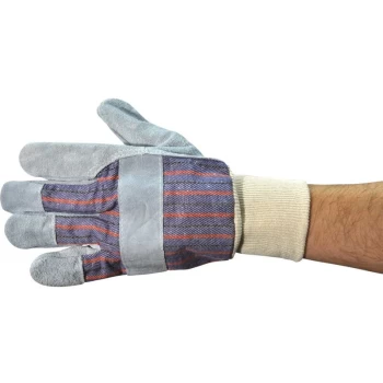 Knitted Wrist Chrome Leather Rigger Gloves - Size 10 - Tuffsafe