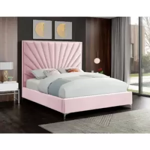 Envisage Trade - Errence Upholstered Beds - Plush Velvet, King Size Frame, Pink - Pink