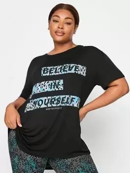 Yours Believe In elf Active Top Black, Size 24, Women