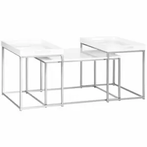 HOMCOM Set Of 3 Modern Nesting Coffee Tables White