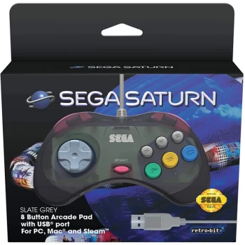 Grey Retro-Bit Sega Saturn USB Game Pad